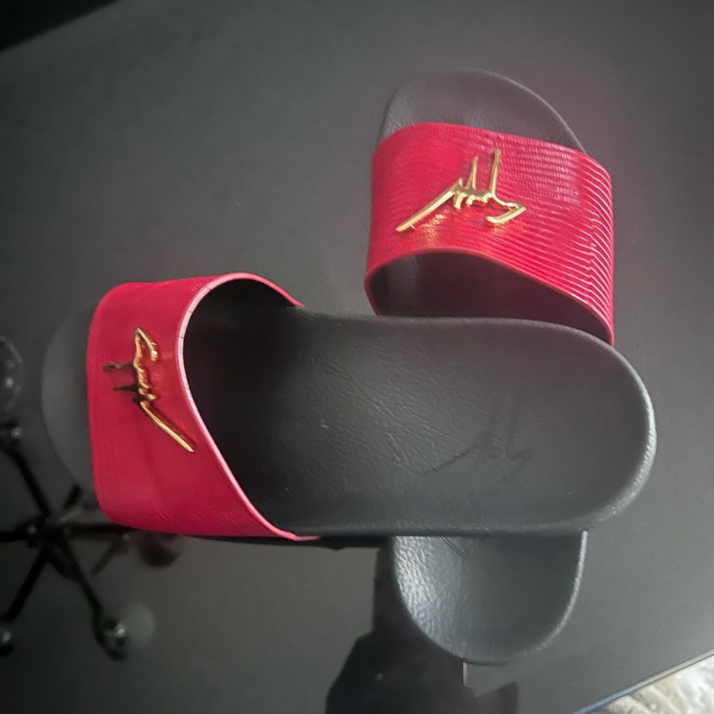 Giuseppe Zanotti Red Sandals with Gold Accent